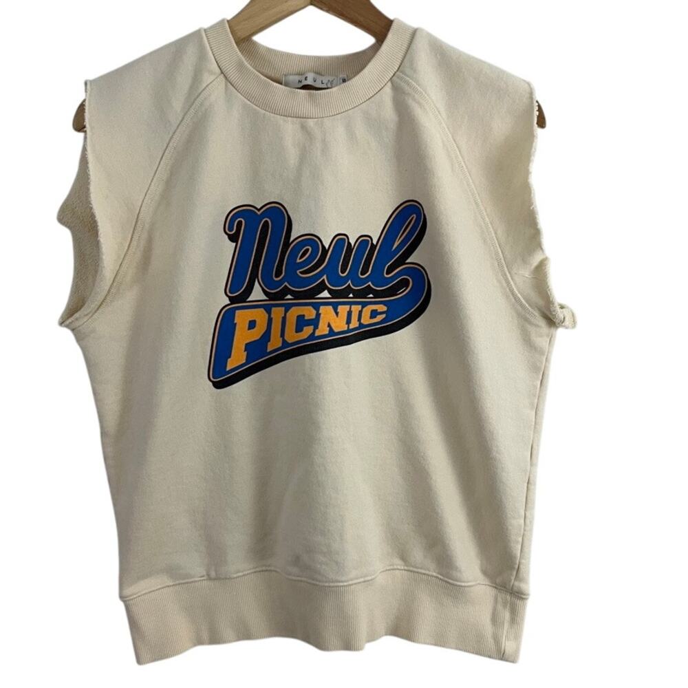 NEUL Picnic Graphic Sleeveless Sweatshirt Women Size Small
